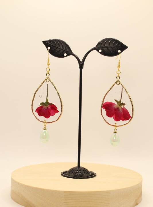 Red Peony with Pearl