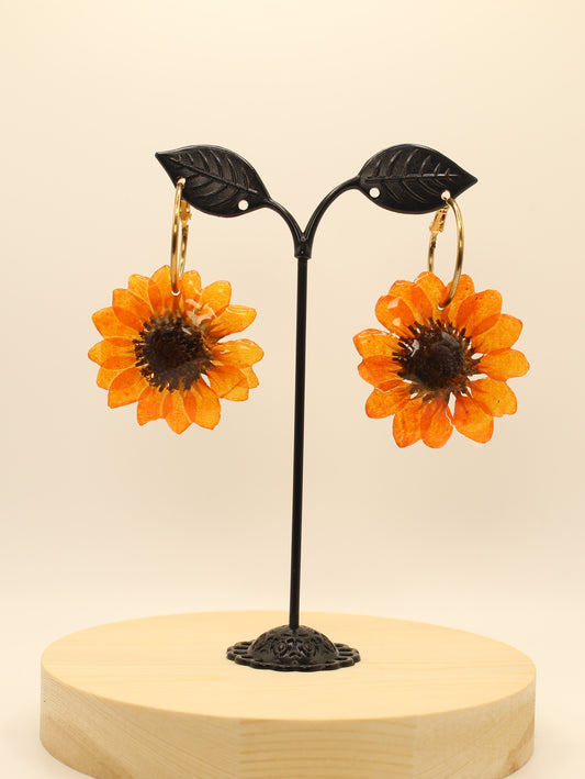 Small Orange Sunflower Hoops